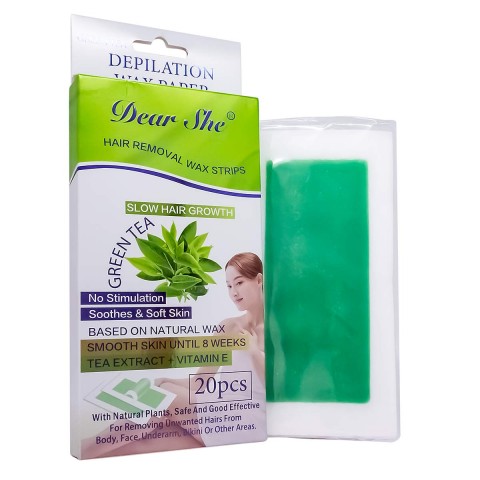 Набор восковых полосок для депиляции Dear She Green Tea 20шт