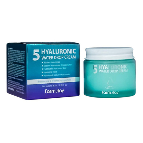 Интенсивный крем для лица с гиалуроновой кислотой FarmStay Hyaluronic 5 Water Drop Cream, 80g Интенсивный крем для лица с гиалуроновой кислотой FarmStay Hyaluronic 5 Water Drop Cream, 80g