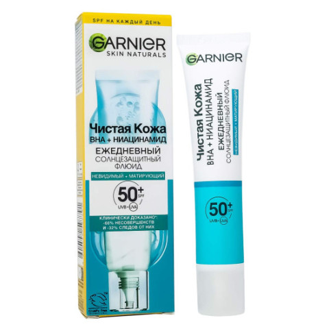 Солнцезащитный флюид Garnier BHA + ниацинамид,40ml Солнцезащитный флюид Garnier BHA + ниацинамид,40ml