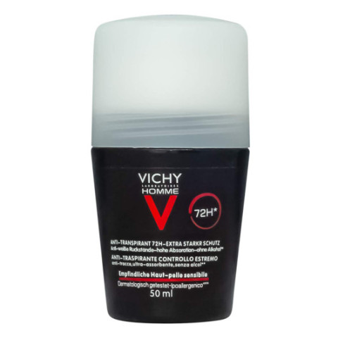 Шариковый дезодорант-антиперспирант, против избыточного потоотделения Vichy Homme Deo Anti-Transpirant 72H (черный)